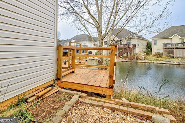 view of dock featuring a water view