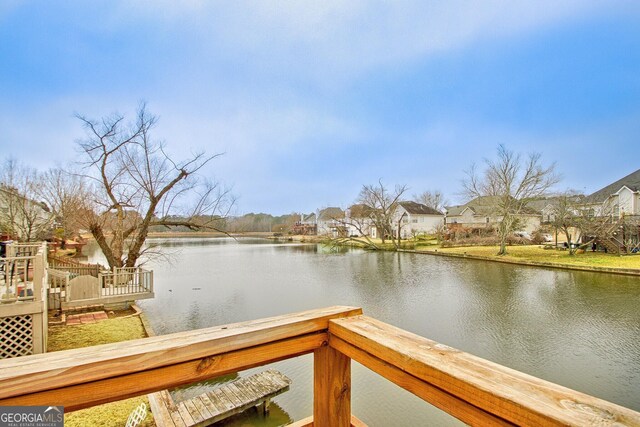 view of dock featuring a water view