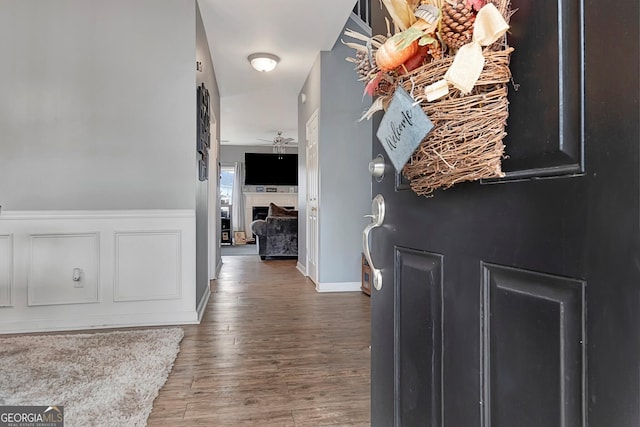 interior space with hardwood / wood-style flooring