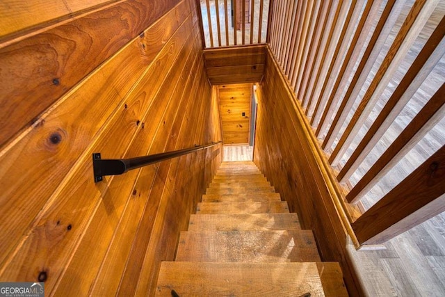 stairs with wooden walls