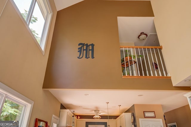 interior details with ceiling fan