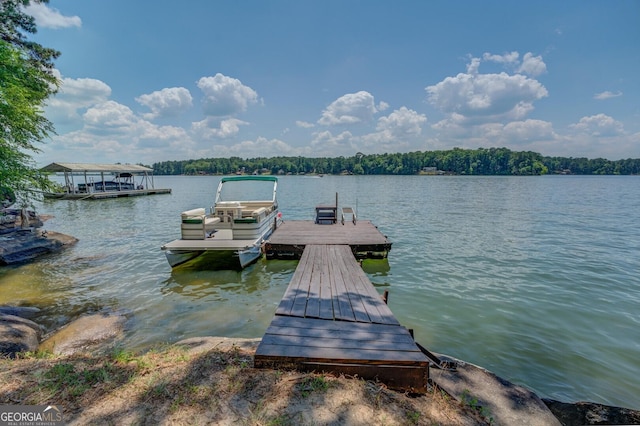 view of dock featuring a water view