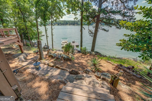 view of water feature featuring a dock