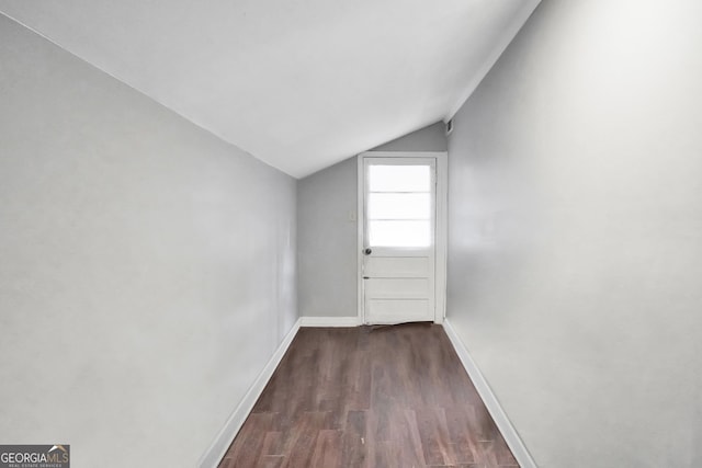 additional living space featuring dark hardwood / wood-style floors and lofted ceiling