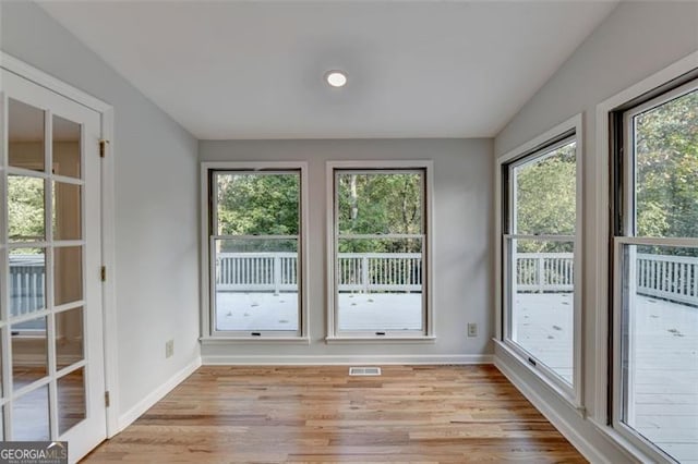 view of unfurnished sunroom