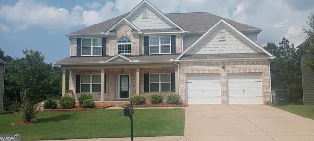 craftsman house with a front lawn