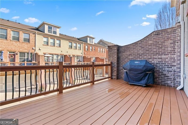 deck featuring grilling area