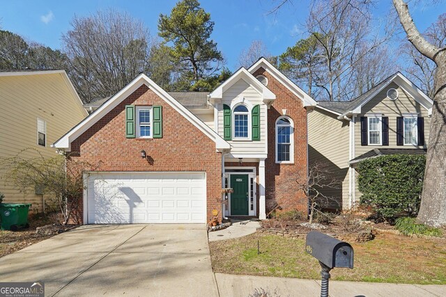 view of property featuring a garage