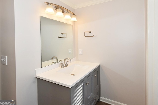 bathroom featuring vanity and crown molding