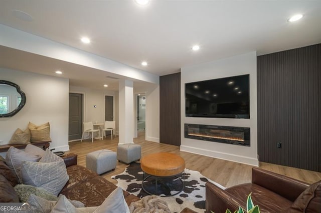 living room featuring light wood-type flooring