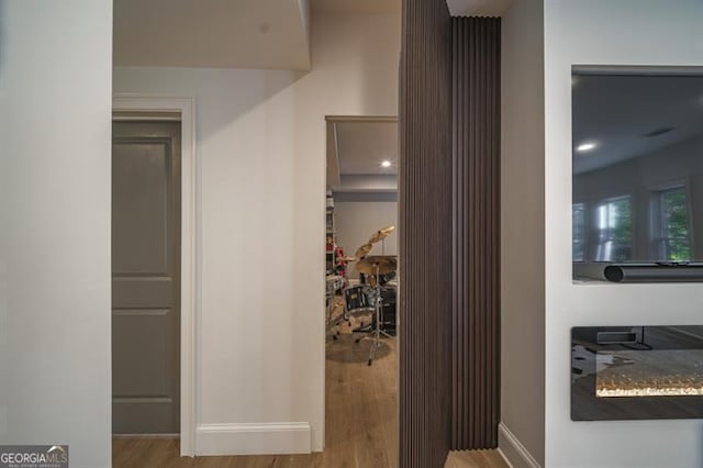 hall featuring light hardwood / wood-style flooring