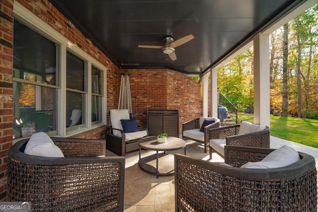 view of patio / terrace featuring outdoor lounge area and ceiling fan