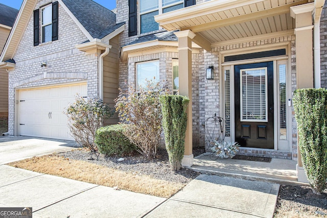 entrance to property with a garage