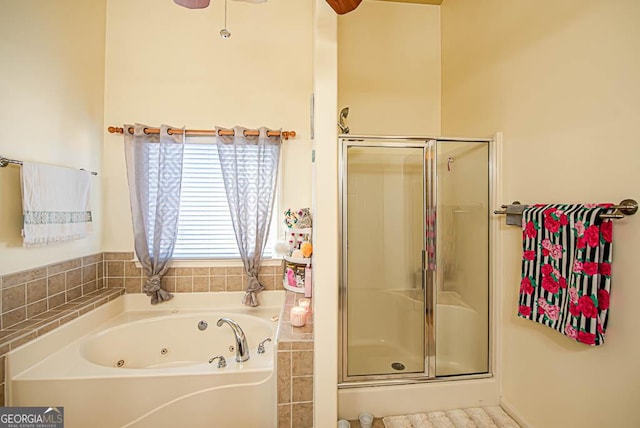 bathroom with plus walk in shower