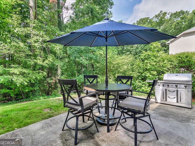 view of patio / terrace featuring a grill