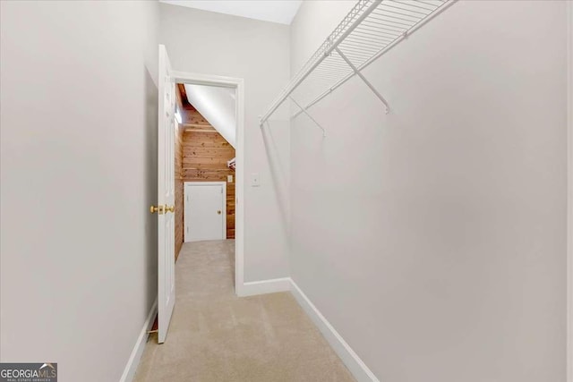 spacious closet with light carpet