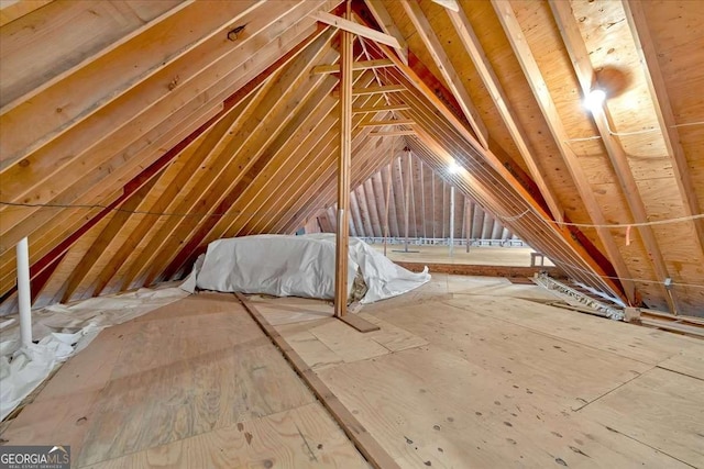 view of unfinished attic