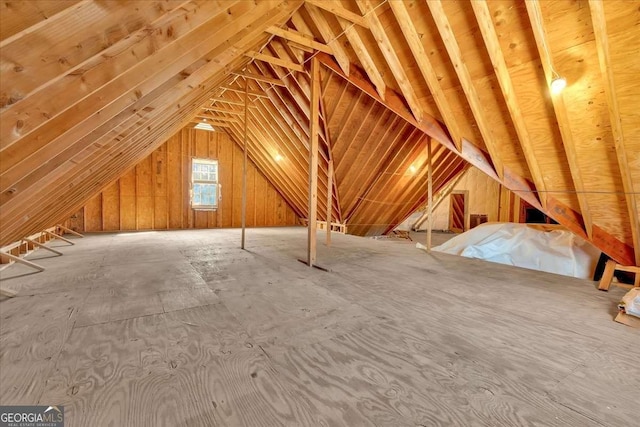 view of unfinished attic