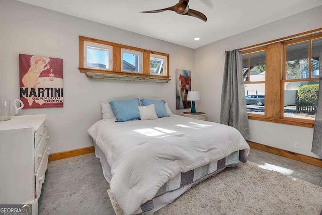 bedroom featuring ceiling fan