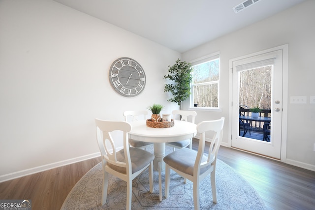 dining room with wood-type flooring