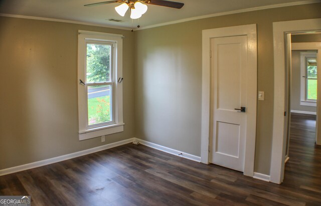 1812 Barnesville Hwy, Thomaston, GA 30286 - unfurnished room featuring ceiling fan, healthy amount of natural light, baseboards, and crown molding