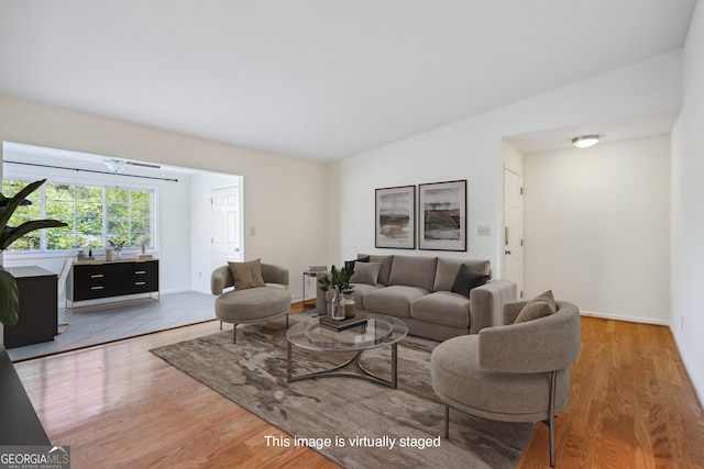 living room featuring wood-type flooring