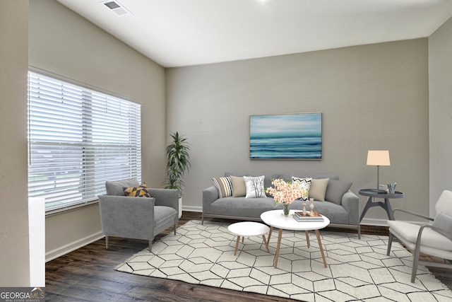 living room with wood-type flooring