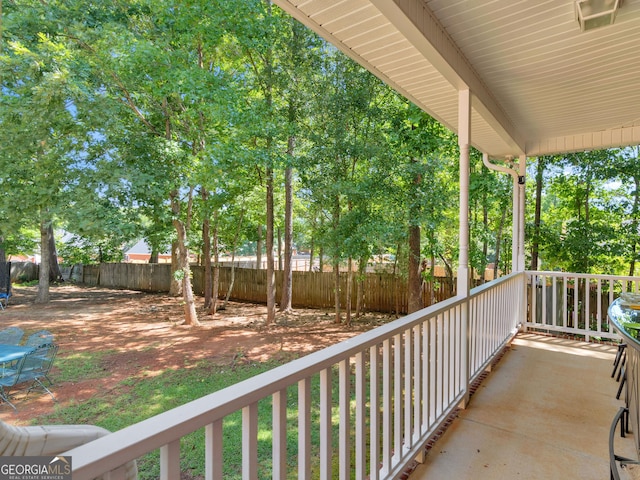 balcony featuring a porch