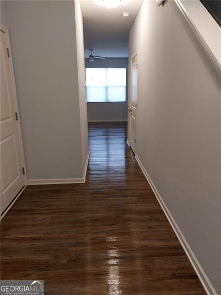 hall featuring dark hardwood / wood-style flooring