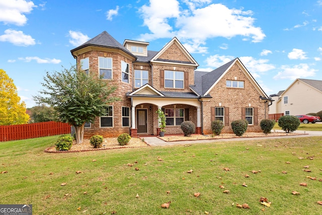 view of front facade with a front yard