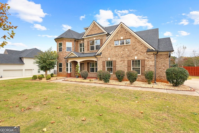 view of front of property with a front lawn