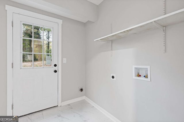 laundry area featuring hookup for an electric dryer and hookup for a washing machine