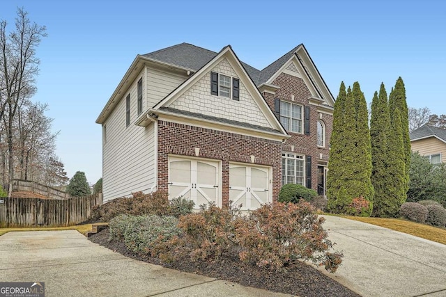 view of front of property featuring a garage