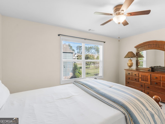 bedroom featuring ceiling fan