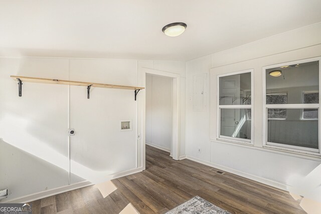 empty room featuring dark hardwood / wood-style floors