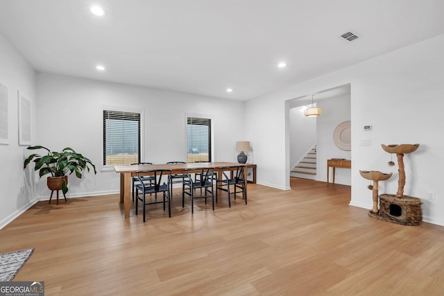 dining room featuring light wood-type flooring