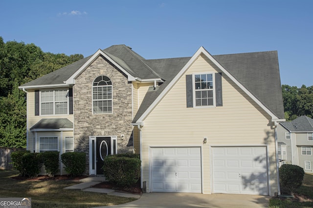 view of front facade featuring a garage