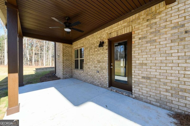 view of patio / terrace with a ceiling fan