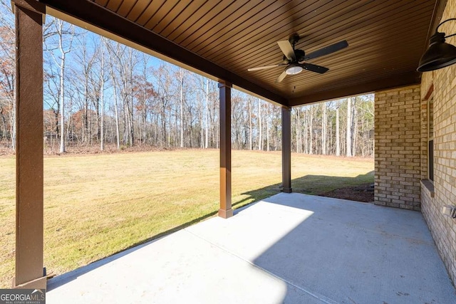 view of patio featuring a ceiling fan