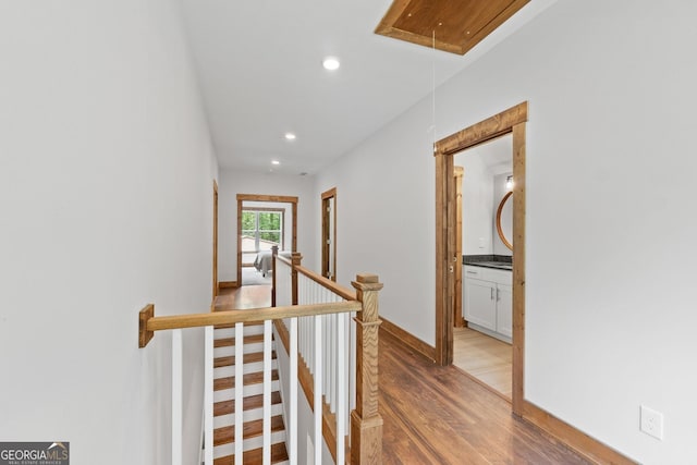 hallway featuring hardwood / wood-style floors