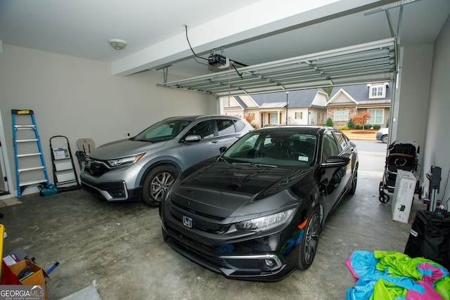 garage with a garage door opener