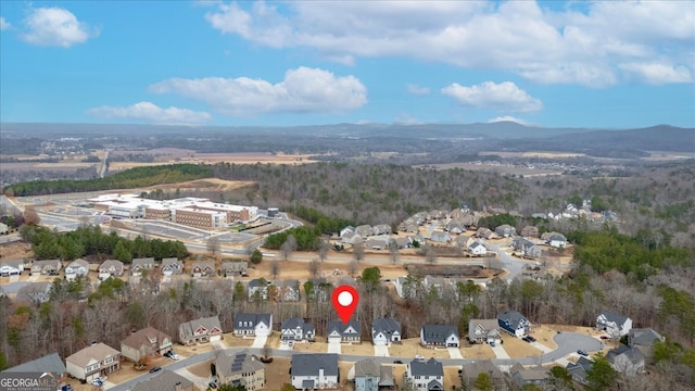 aerial view featuring a mountain view