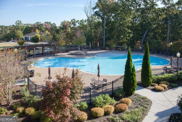 view of swimming pool with a patio