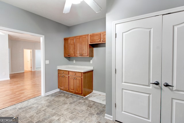 kitchen with ceiling fan