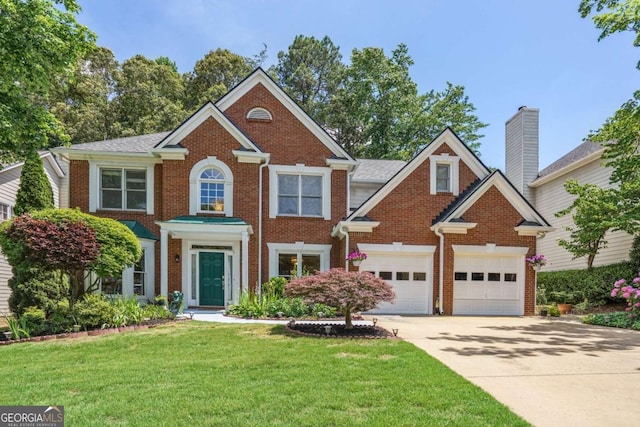 view of front of home with a garage and a front yard