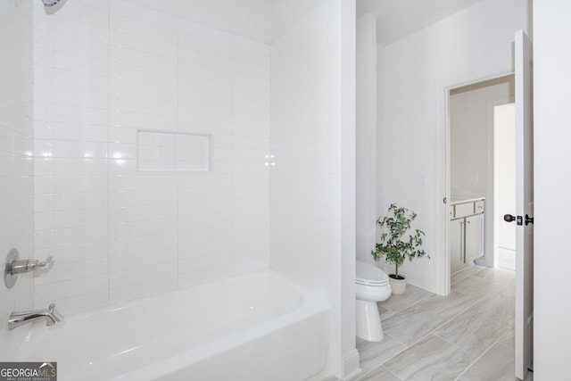 full bathroom with vanity, toilet, and shower / bath combination