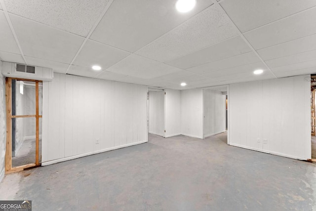 basement with a drop ceiling