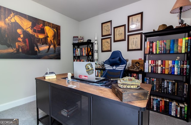 home office featuring carpet floors