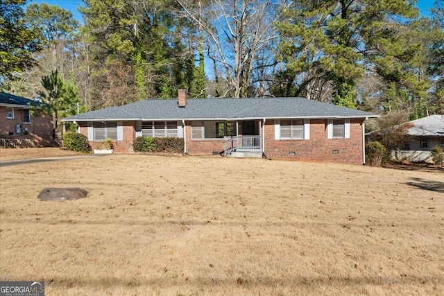 single story home featuring covered porch