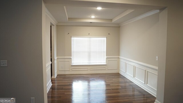 corridor with dark hardwood / wood-style floors